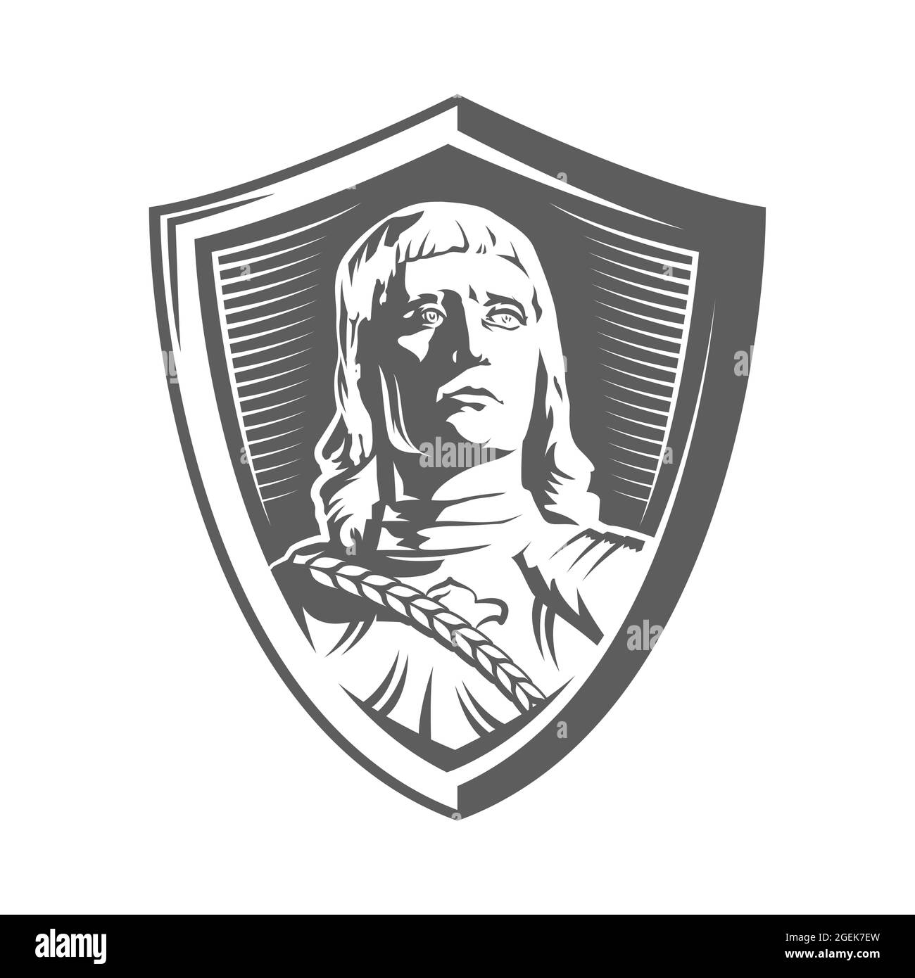 Silhouette des Ritters Roland von Riga Lettland in einem Schild, das Reichtum, Wohlstand und Gerechtigkeit symbolisiert. Vektorgrafik Stock Vektor