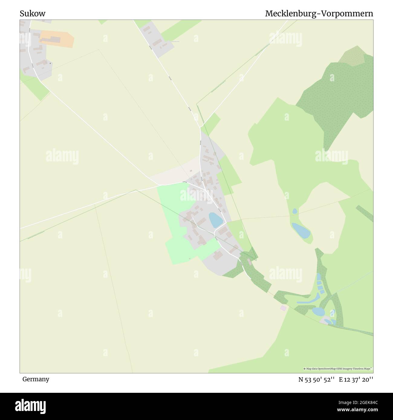 Sukow, Deutschland, Mecklenburg-Vorpommern, N 53 50' 52'', E 12 37' 20'', Karte, Timeless Map veröffentlicht im Jahr 2021. Reisende, Entdecker und Abenteurer wie Florence Nightingale, David Livingstone, Ernest Shackleton, Lewis and Clark und Sherlock Holmes haben sich bei der Planung von Reisen zu den entlegensten Ecken der Welt auf Karten verlassen.Timeless Maps kartiert die meisten Orte auf der Welt und zeigt die Verwirklichung großer Träume Stockfoto