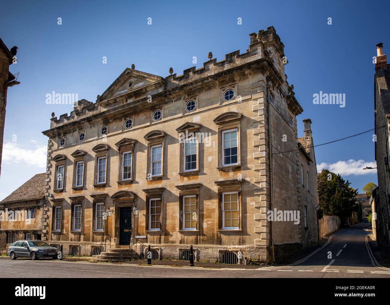 Großbritannien, England, Oxfordshire, Burford, The Hill, Witney Street, das große Haus, erbaut c1700 vom Arzt John Castle Stockfoto
