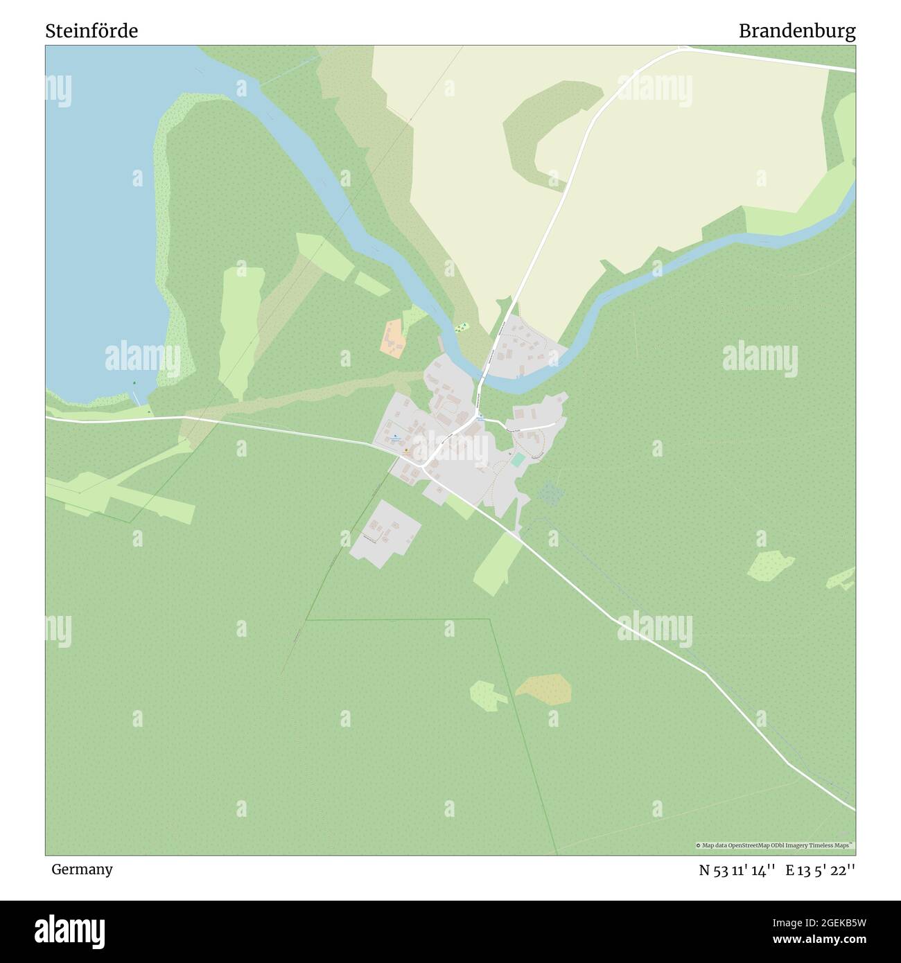 Steinförde, Deutschland, Brandenburg, N 53 11' 14'', E 13 5' 22'', Karte, Timeless Map veröffentlicht 2021. Reisende, Entdecker und Abenteurer wie Florence Nightingale, David Livingstone, Ernest Shackleton, Lewis and Clark und Sherlock Holmes haben sich bei der Planung von Reisen zu den entlegensten Ecken der Welt auf Karten verlassen.Timeless Maps kartiert die meisten Orte auf der Welt und zeigt die Verwirklichung großer Träume Stockfoto