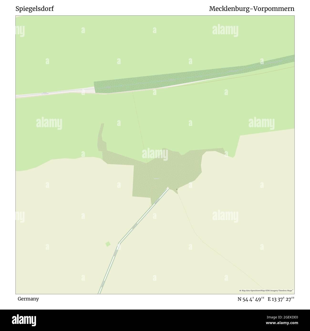 Spiegelsdorf, Deutschland, Mecklenburg-Vorpommern, N 54 4' 49'', E 13 37' 27'', Karte, Timeless Map veröffentlicht 2021. Reisende, Entdecker und Abenteurer wie Florence Nightingale, David Livingstone, Ernest Shackleton, Lewis and Clark und Sherlock Holmes haben sich bei der Planung von Reisen zu den entlegensten Ecken der Welt auf Karten verlassen.Timeless Maps kartiert die meisten Orte auf der Welt und zeigt die Verwirklichung großer Träume Stockfoto