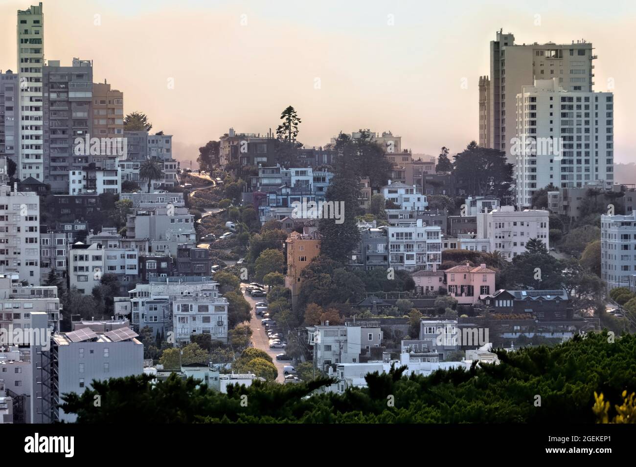 „Crooked“ Lombard Street, San Francisco, California, USA Stockfoto
