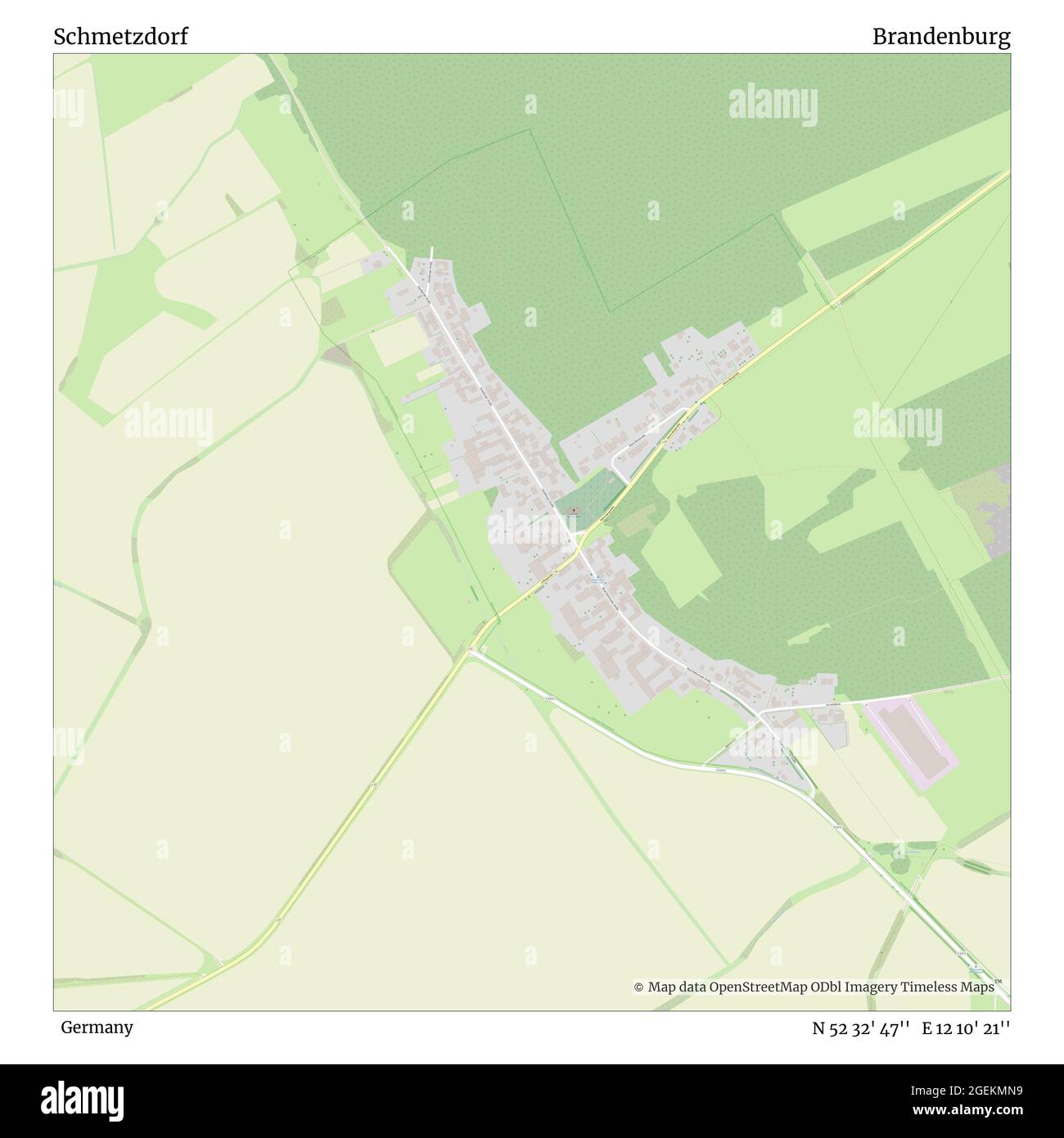 Schmetzdorf, Deutschland, Brandenburg, N 52 32' 47'', E 12 10' 21'', Karte, Timeless Map veröffentlicht 2021. Reisende, Entdecker und Abenteurer wie Florence Nightingale, David Livingstone, Ernest Shackleton, Lewis and Clark und Sherlock Holmes haben sich bei der Planung von Reisen zu den entlegensten Ecken der Welt auf Karten verlassen.Timeless Maps kartiert die meisten Orte auf der Welt und zeigt die Verwirklichung großer Träume Stockfoto