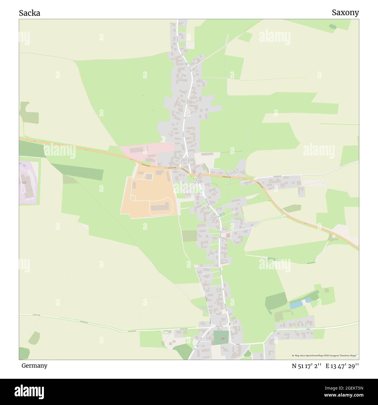 Sacka, Deutschland, Sachsen, N 51 17' 2'', E 13 47' 29'', Karte, Timeless Map veröffentlicht 2021. Reisende, Entdecker und Abenteurer wie Florence Nightingale, David Livingstone, Ernest Shackleton, Lewis and Clark und Sherlock Holmes haben sich bei der Planung von Reisen zu den entlegensten Ecken der Welt auf Karten verlassen.Timeless Maps kartiert die meisten Orte auf der Welt und zeigt die Verwirklichung großer Träume Stockfoto