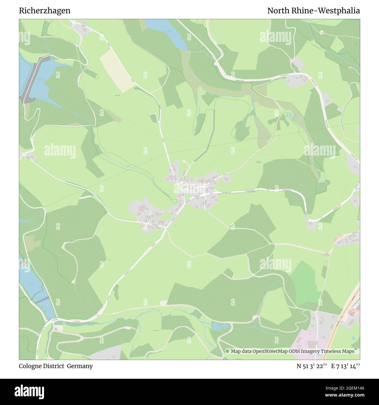 Richerzhagen, Kreis Köln, Deutschland, Nordrhein-Westfalen, N 51 3' 22'', E 7 13' 14'', map, Timeless Map veröffentlicht im Jahr 2021. Reisende, Entdecker und Abenteurer wie Florence Nightingale, David Livingstone, Ernest Shackleton, Lewis and Clark und Sherlock Holmes haben sich bei der Planung von Reisen zu den entlegensten Ecken der Welt auf Karten verlassen.Timeless Maps kartiert die meisten Orte auf der Welt und zeigt die Verwirklichung großer Träume Stockfoto