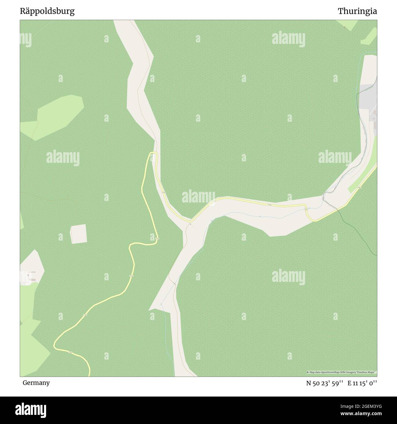Räppoldsburg, Deutschland, Thüringen, N 50 23' 59'', E 11 15' 0'', Karte, Timeless Map veröffentlicht im Jahr 2021. Reisende, Entdecker und Abenteurer wie Florence Nightingale, David Livingstone, Ernest Shackleton, Lewis and Clark und Sherlock Holmes haben sich bei der Planung von Reisen zu den entlegensten Ecken der Welt auf Karten verlassen.Timeless Maps kartiert die meisten Orte auf der Welt und zeigt die Verwirklichung großer Träume Stockfoto