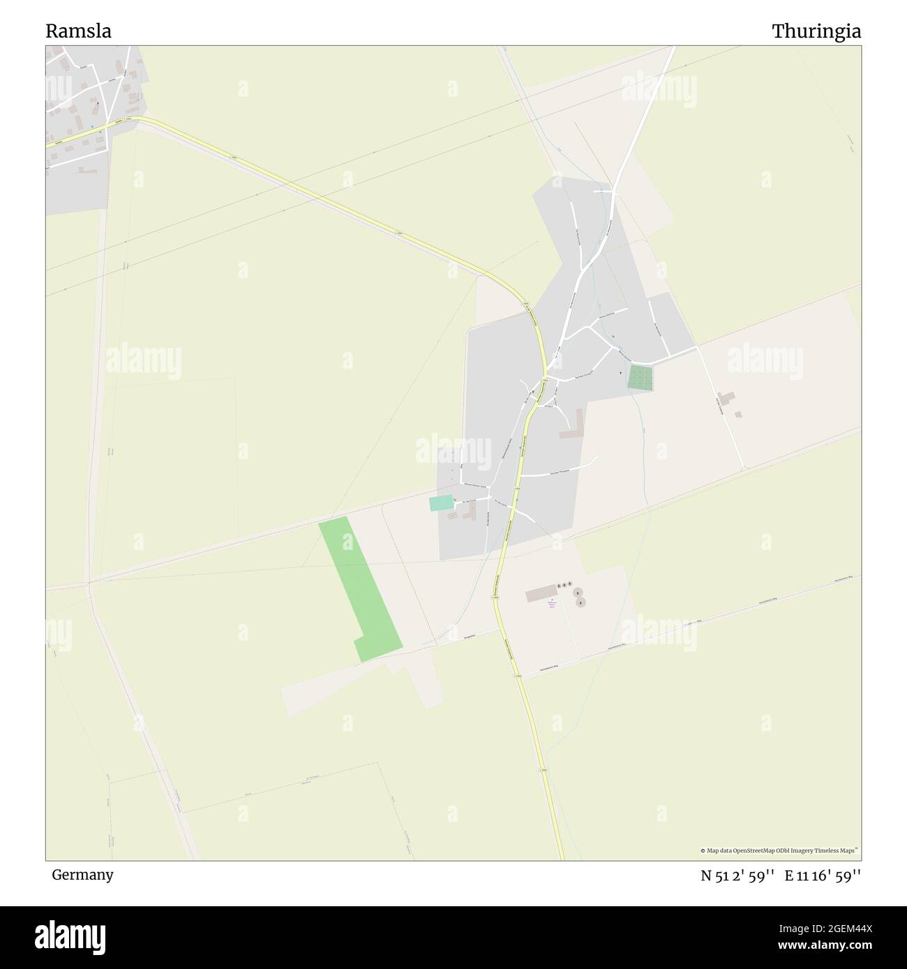 Ramsla, Deutschland, Thüringen, N 51 2' 59'', E 11 16' 59'', Karte, Timeless Map veröffentlicht 2021. Reisende, Entdecker und Abenteurer wie Florence Nightingale, David Livingstone, Ernest Shackleton, Lewis and Clark und Sherlock Holmes haben sich bei der Planung von Reisen zu den entlegensten Ecken der Welt auf Karten verlassen.Timeless Maps kartiert die meisten Orte auf der Welt und zeigt die Verwirklichung großer Träume Stockfoto