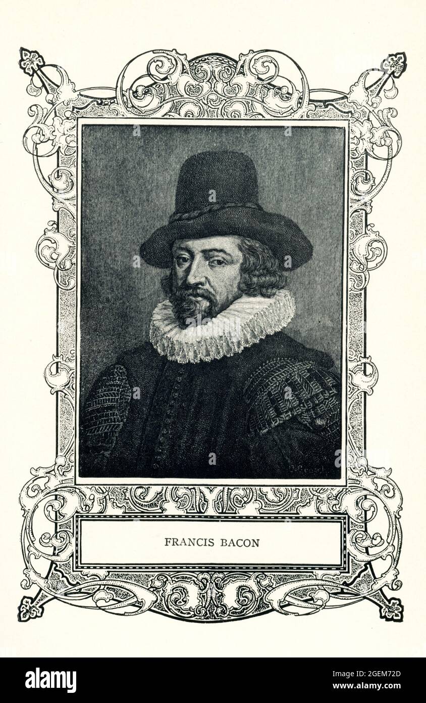 Francis Bacon (gest. 1626), 1. Viscount St. Alban, auch bekannt als Lord Verulam, war ein englischer Philosoph und Staatsmann, diente als Generalstaatsanwalt und als Lord Chancellor von England. Seine Werke sind mit der Entwicklung der wissenschaftlichen Methode gutgeschrieben und blieb einflussreich durch die wissenschaftliche Revolution. Stockfoto
