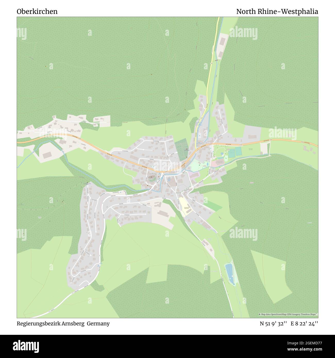 Oberkirchen, Regierungsbezirk Arnsberg, Deutschland, Nordrhein-Westfalen, N 51 9' 32'', E 8 22' 24'', Karte, Timeless Map veröffentlicht 2021. Reisende, Entdecker und Abenteurer wie Florence Nightingale, David Livingstone, Ernest Shackleton, Lewis and Clark und Sherlock Holmes haben sich bei der Planung von Reisen zu den entlegensten Ecken der Welt auf Karten verlassen.Timeless Maps kartiert die meisten Orte auf der Welt und zeigt die Verwirklichung großer Träume Stockfoto