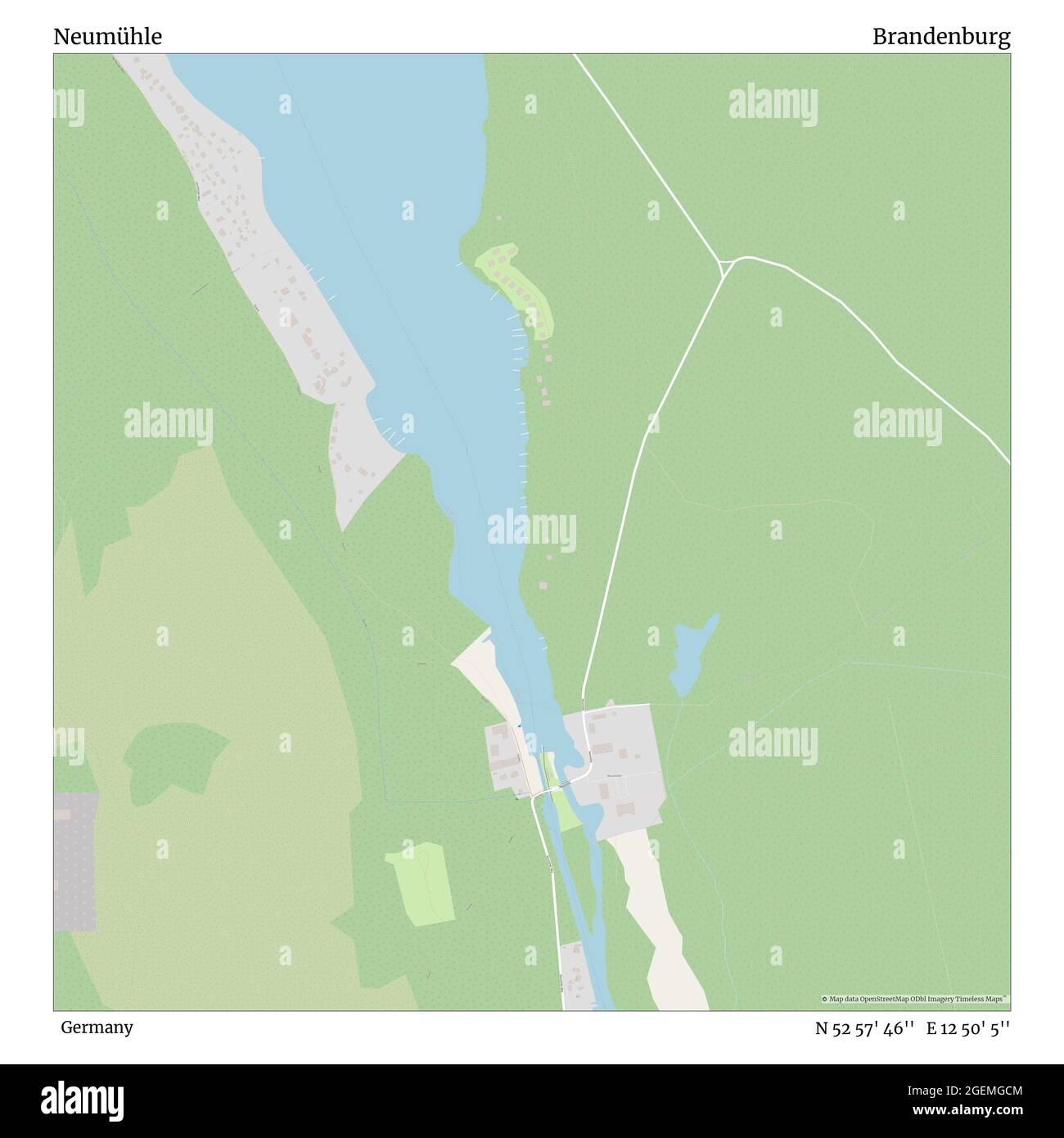 Neumühle, Deutschland, Brandenburg, N 52 57' 46'', E 12 50' 5'', Karte, Timeless Map veröffentlicht 2021. Reisende, Entdecker und Abenteurer wie Florence Nightingale, David Livingstone, Ernest Shackleton, Lewis and Clark und Sherlock Holmes haben sich bei der Planung von Reisen zu den entlegensten Ecken der Welt auf Karten verlassen.Timeless Maps kartiert die meisten Orte auf der Welt und zeigt die Verwirklichung großer Träume Stockfoto