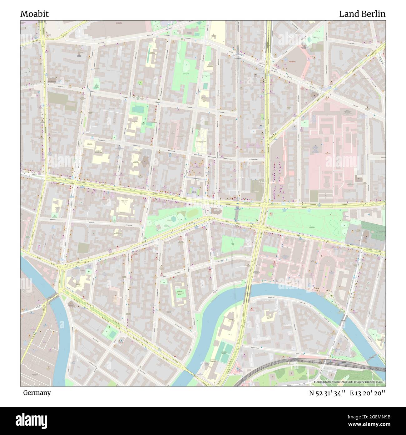 Moabit, Deutschland, Land Berlin, N 52 31' 34'', E 13 20' 20'', map, Timeless Map veröffentlicht ...