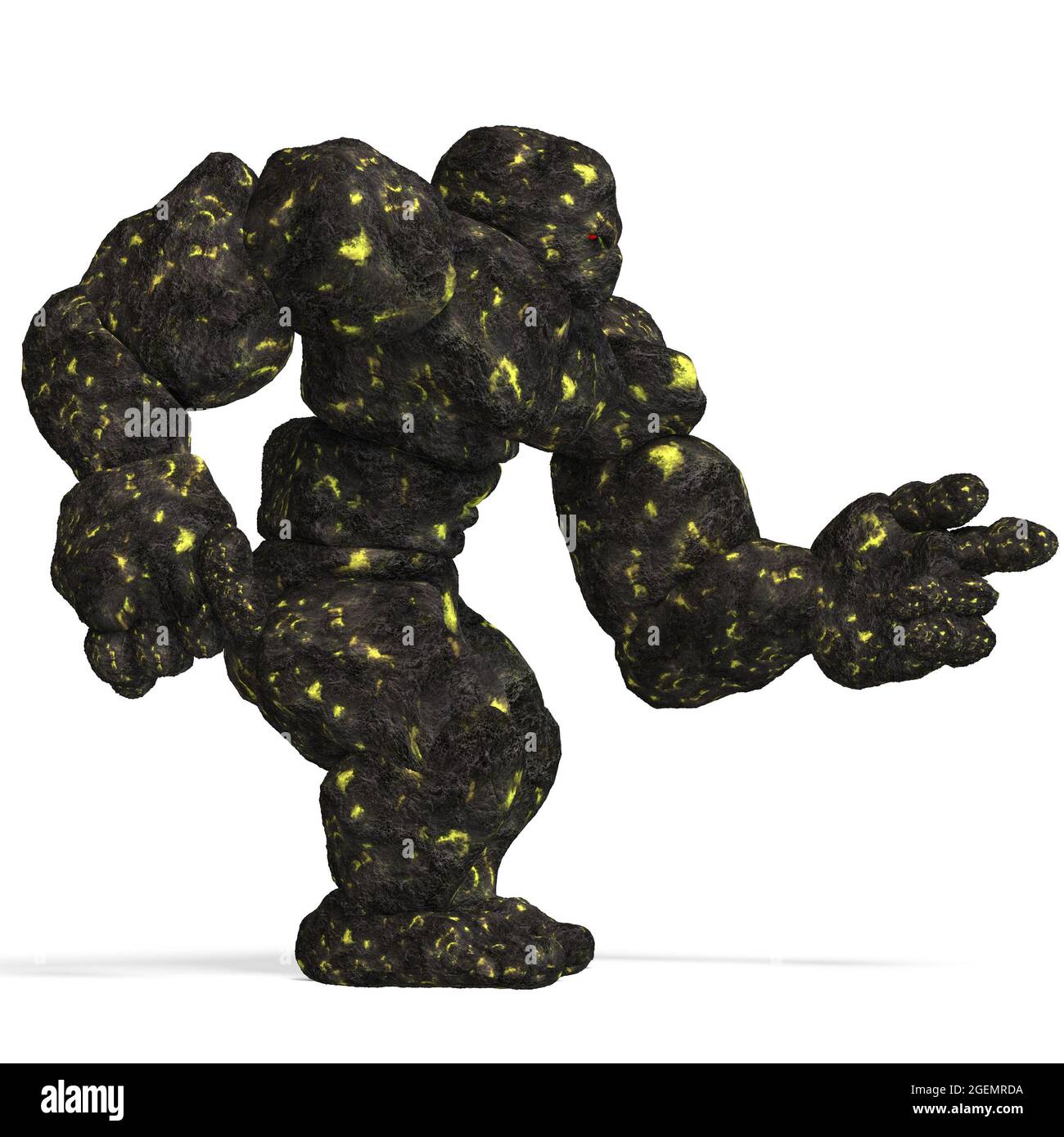 3d-Illustration eines isolierten riesigen Fantasy-Lava-Golem-Geschöpfes Stockfoto