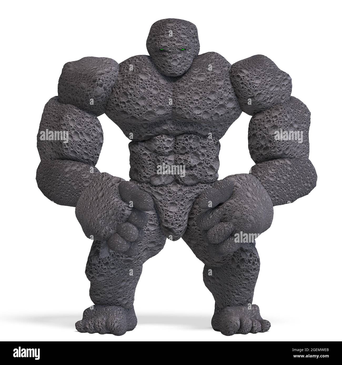 3d-Illustration eines isolierten riesigen Fantasy-Basalt-Golem-Geschöpfes Stockfoto