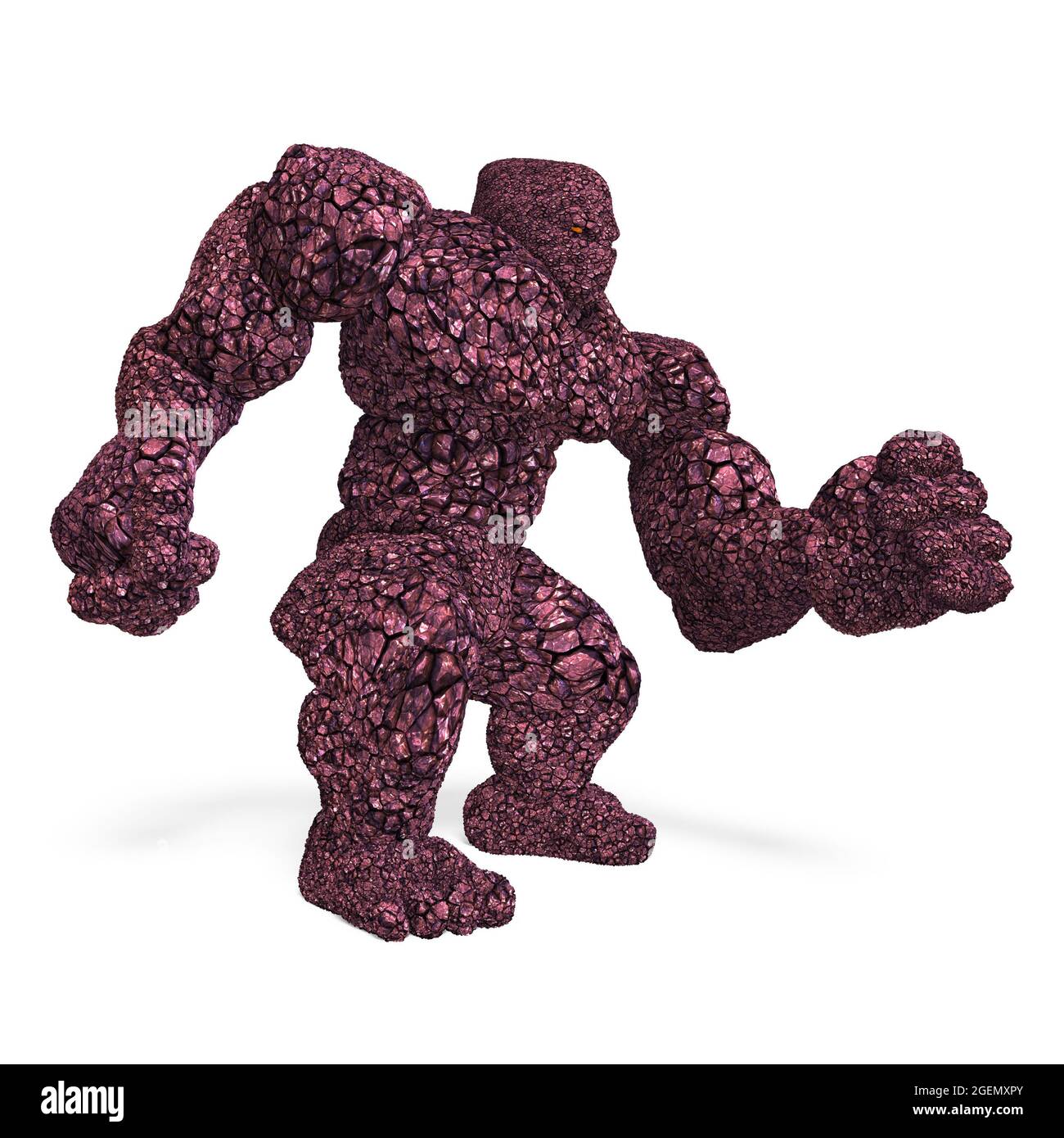 3d-Illustration eines isolierten riesigen Fantasy-Rock-Golem-Geschöpfes Stockfoto
