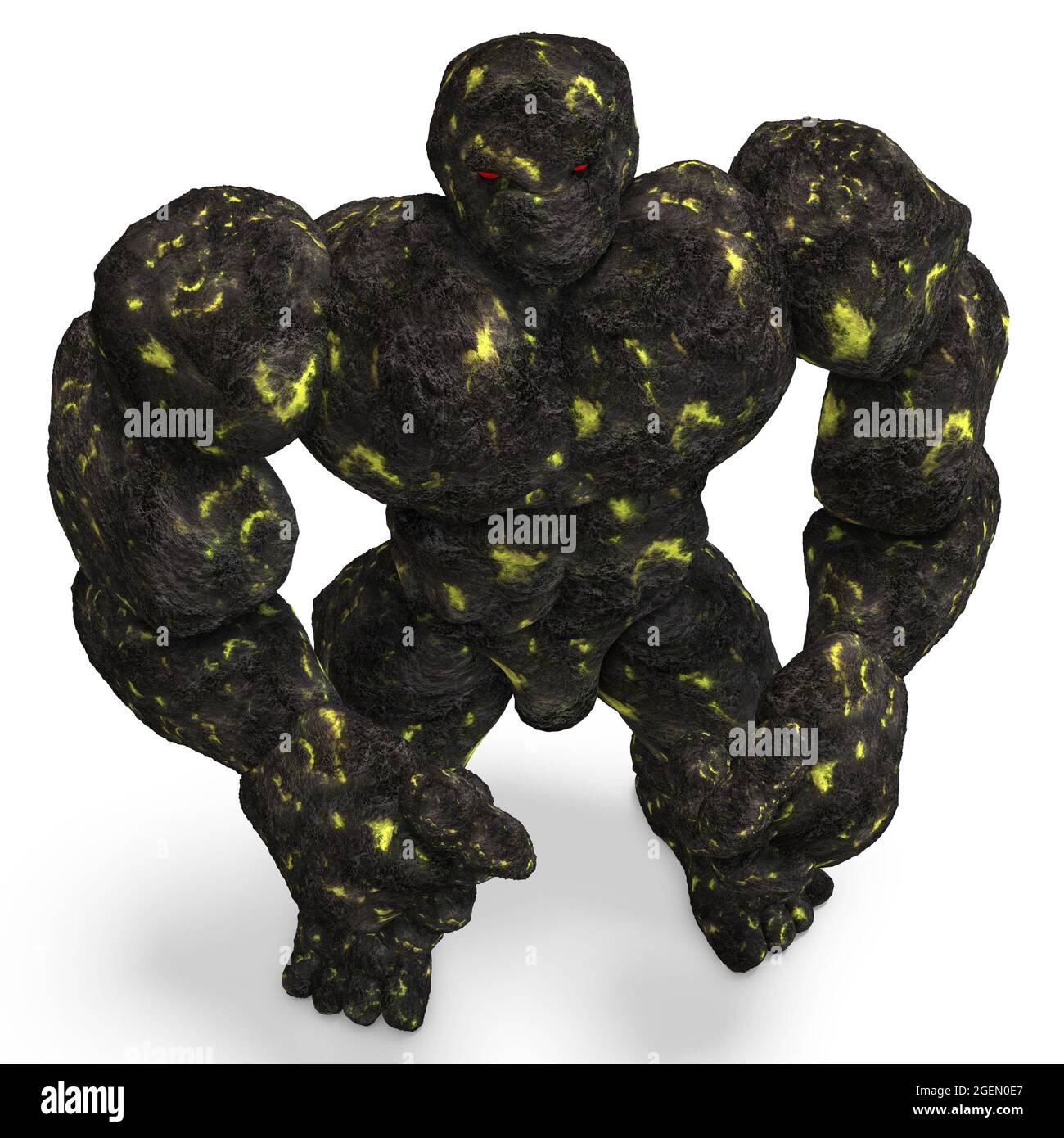 3d-Illustration eines isolierten riesigen Fantasy-Lava-Golem-Geschöpfes Stockfoto
