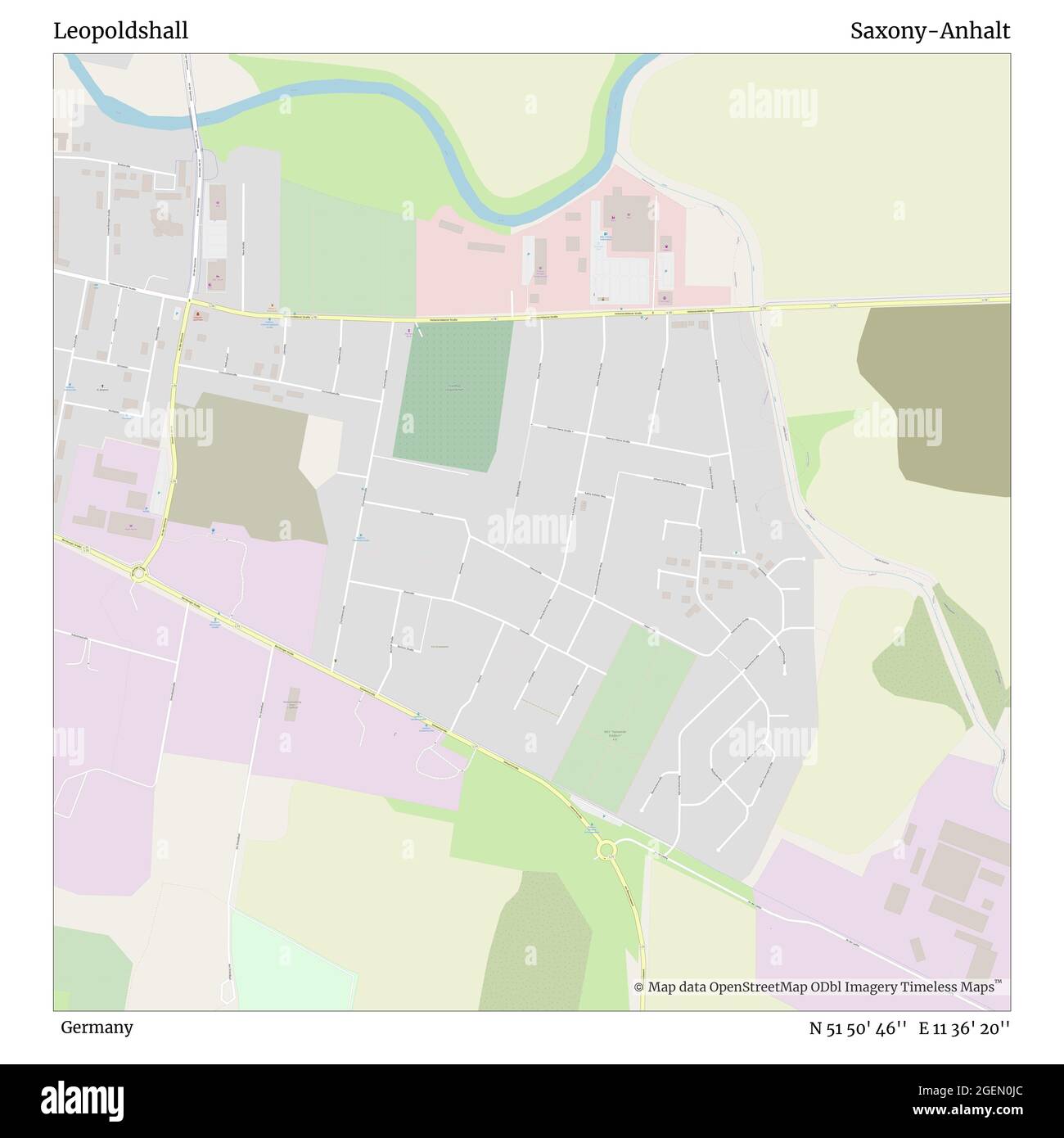 Leopoldshall, Deutschland, Sachsen-Anhalt, N 51 50' 46'', E 11 36' 20'', Karte, Timeless Map veröffentlicht 2021. Reisende, Entdecker und Abenteurer wie Florence Nightingale, David Livingstone, Ernest Shackleton, Lewis and Clark und Sherlock Holmes haben sich bei der Planung von Reisen zu den entlegensten Ecken der Welt auf Karten verlassen.Timeless Maps kartiert die meisten Orte auf der Welt und zeigt die Verwirklichung großer Träume Stockfoto