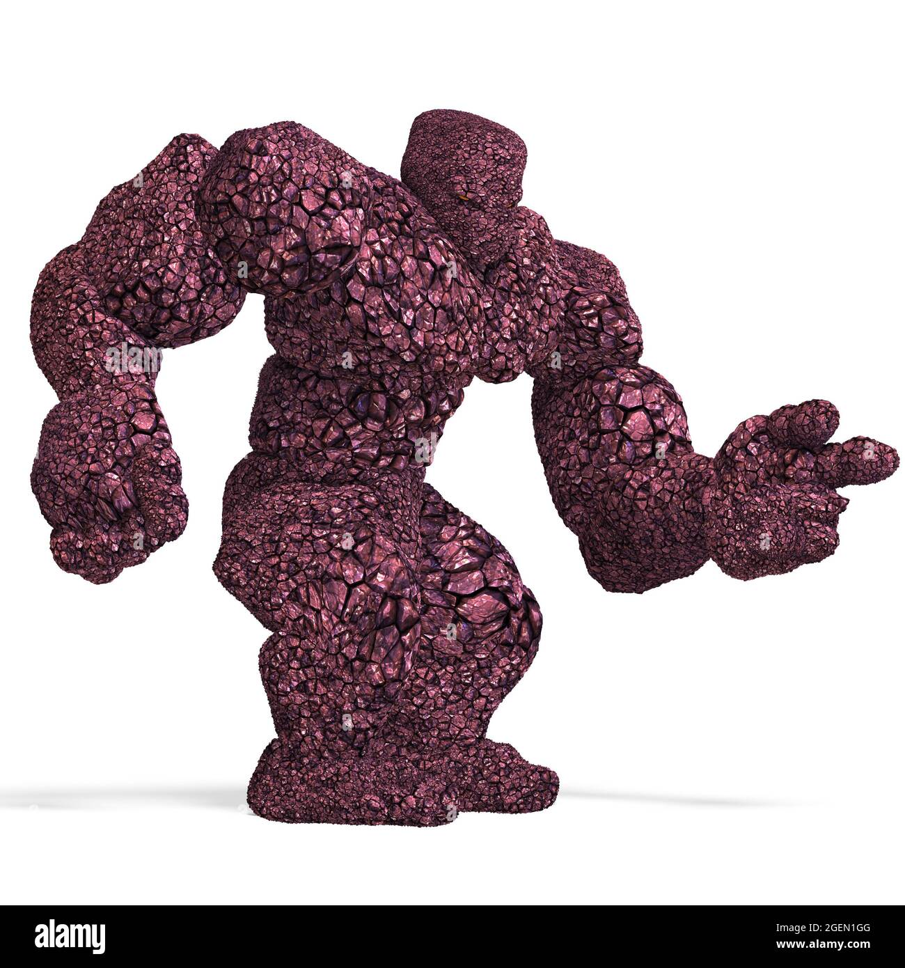 3d-Illustration eines isolierten riesigen Fantasy-Rock-Golem-Geschöpfes Stockfoto