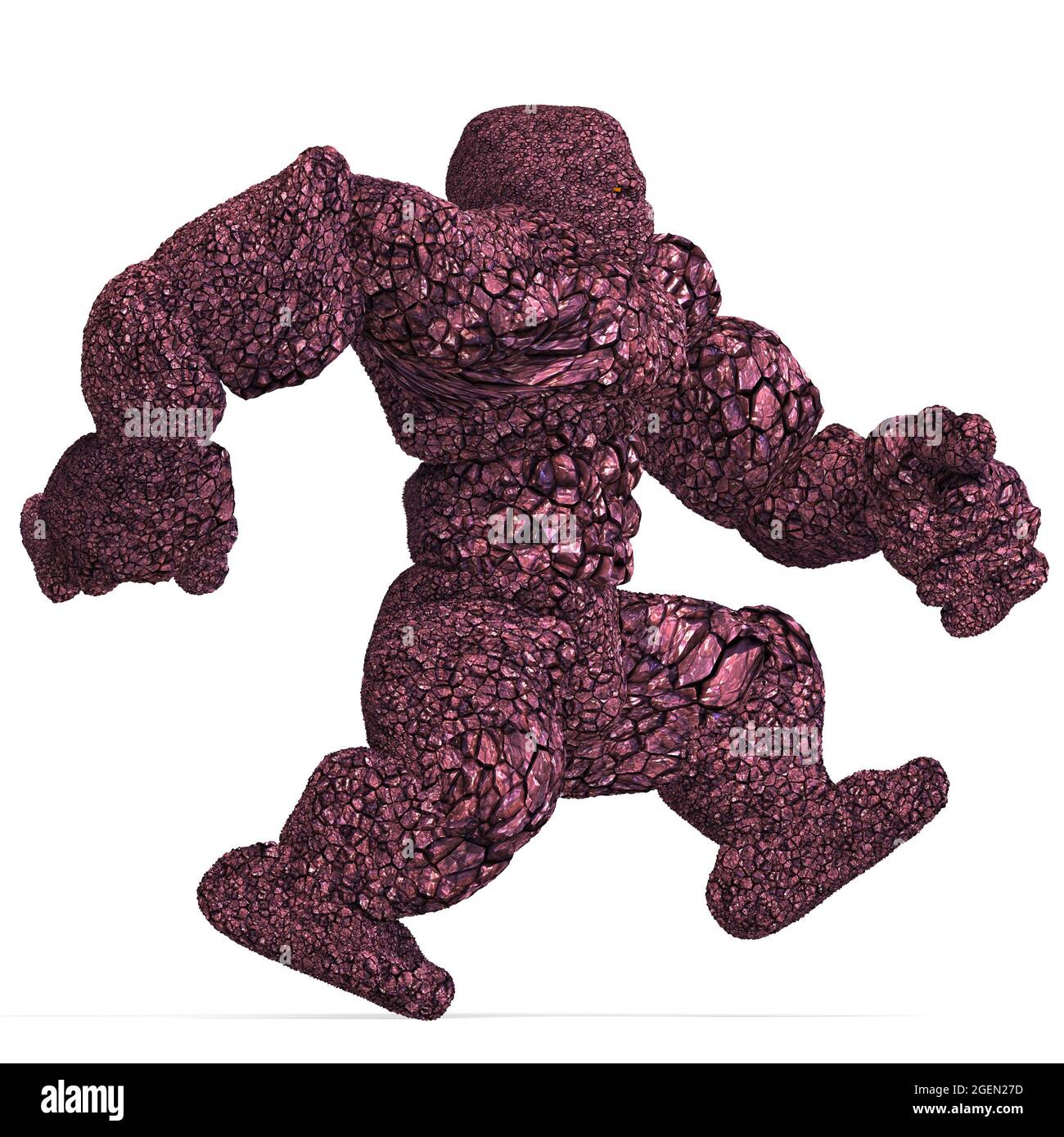 3d-Illustration eines isolierten riesigen Fantasy-Rock-Golem-Geschöpfes Stockfoto