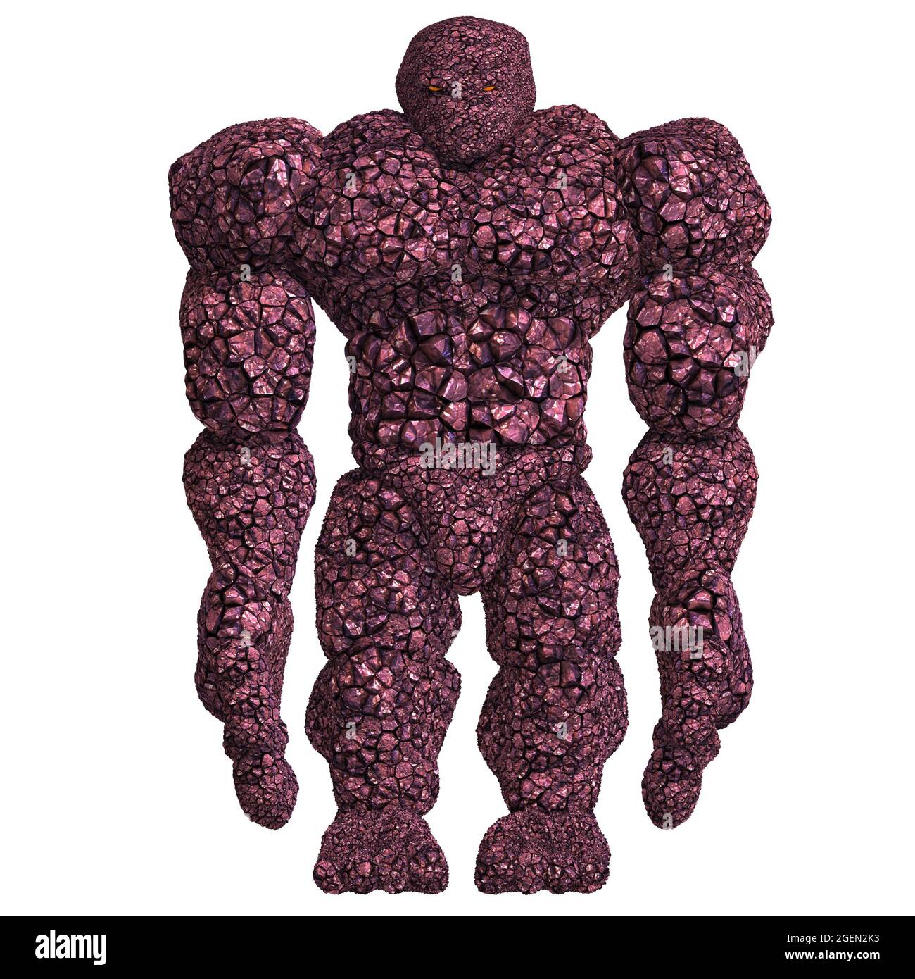 3d-Illustration eines isolierten riesigen Fantasy-Rock-Golem-Geschöpfes Stockfoto