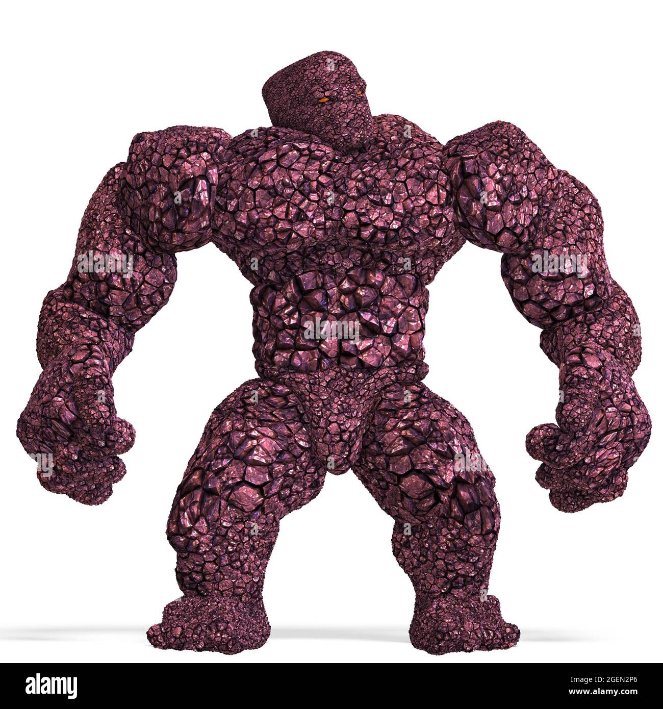 3d-Illustration eines isolierten riesigen Fantasy-Rock-Golem-Geschöpfes Stockfoto