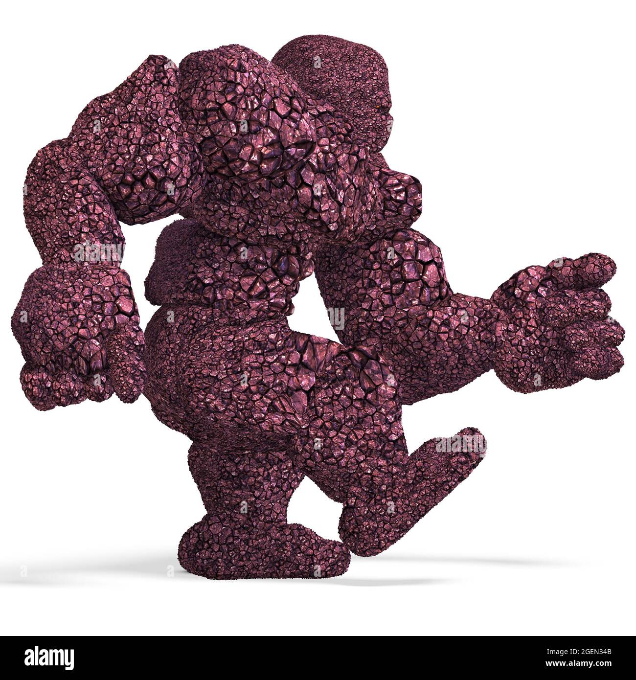 3d-Illustration eines isolierten riesigen Fantasy-Rock-Golem-Geschöpfes Stockfoto