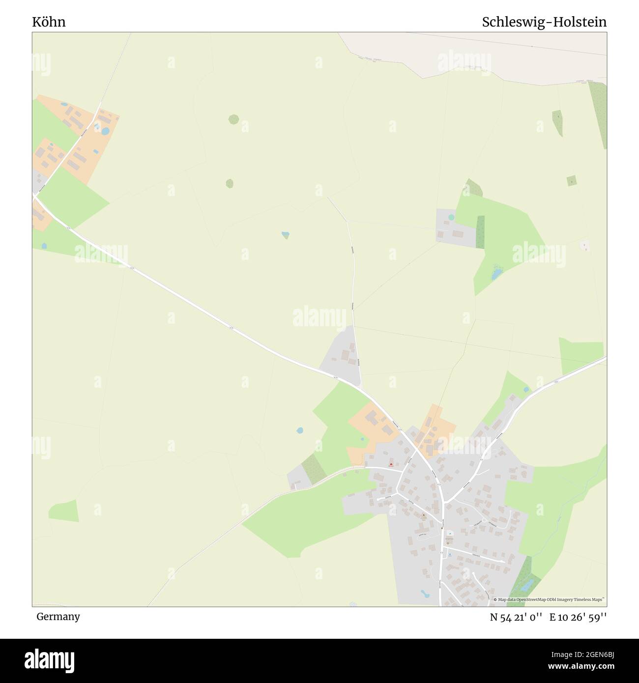 Köhn, Deutschland, Schleswig-Holstein, N 54 21' 0'', E 10 26' 59'', Karte, Timeless Map veröffentlicht im Jahr 2021. Reisende, Entdecker und Abenteurer wie Florence Nightingale, David Livingstone, Ernest Shackleton, Lewis and Clark und Sherlock Holmes haben sich bei der Planung von Reisen zu den entlegensten Ecken der Welt auf Karten verlassen.Timeless Maps kartiert die meisten Orte auf der Welt und zeigt die Verwirklichung großer Träume Stockfoto