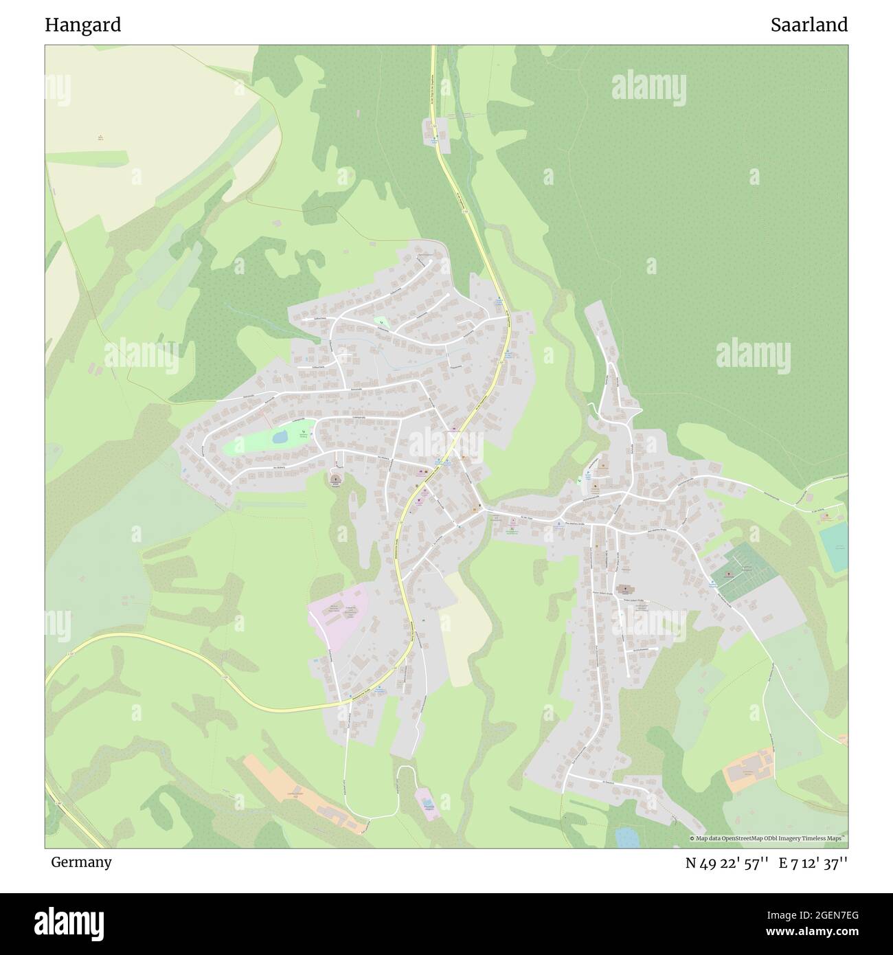 Hangard, Deutschland, Saarland, N 49 22' 57'', E 7 12' 37'', Karte, Timeless Map veröffentlicht 2021. Reisende, Entdecker und Abenteurer wie Florence Nightingale, David Livingstone, Ernest Shackleton, Lewis and Clark und Sherlock Holmes haben sich bei der Planung von Reisen zu den entlegensten Ecken der Welt auf Karten verlassen.Timeless Maps kartiert die meisten Orte auf der Welt und zeigt die Verwirklichung großer Träume Stockfoto