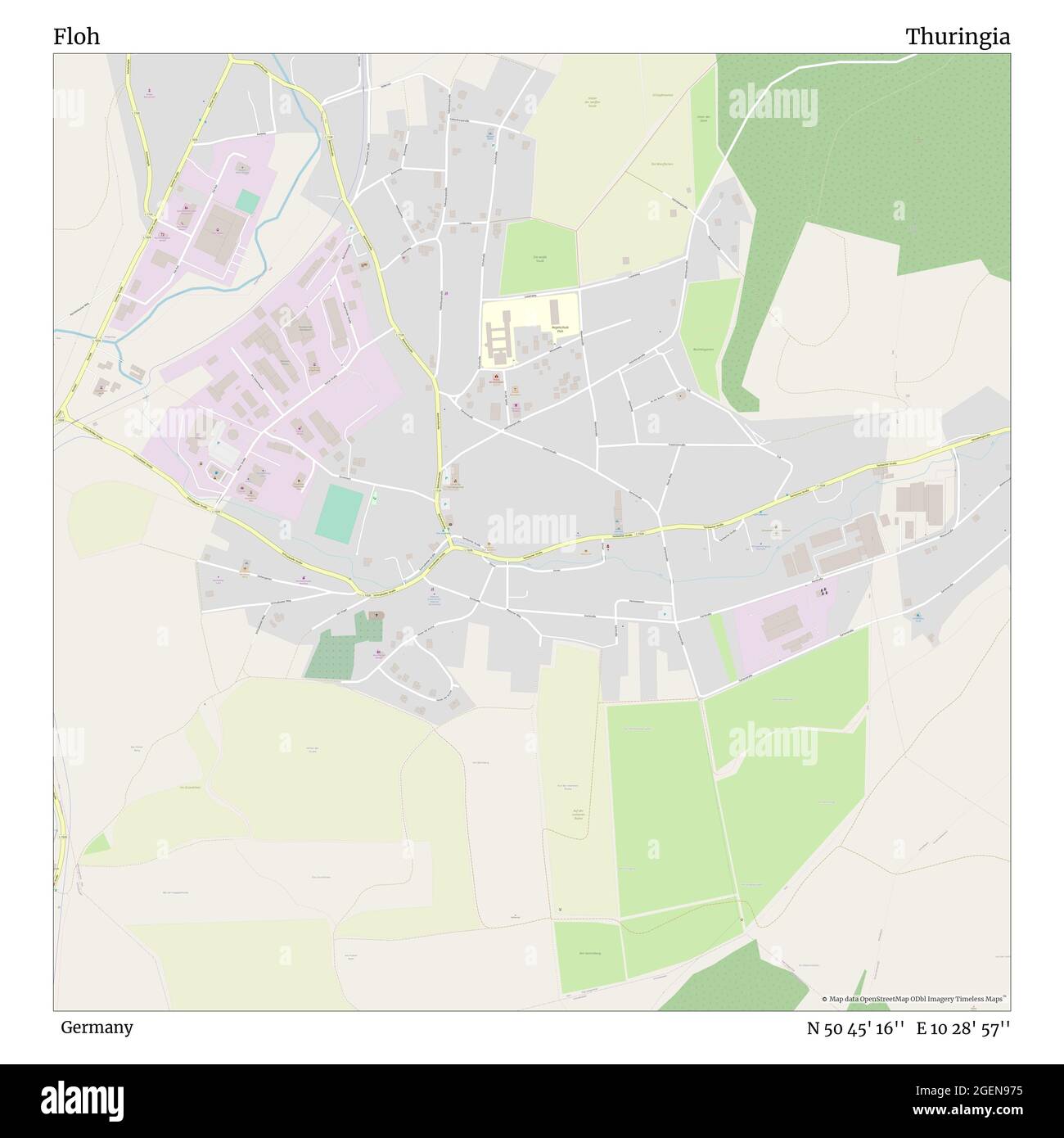 Floh, Deutschland, Thüringen, N 50 45' 16'', E 10 28' 57'', Karte, Timeless Map veröffentlicht 2021. Reisende, Entdecker und Abenteurer wie Florence Nightingale, David Livingstone, Ernest Shackleton, Lewis and Clark und Sherlock Holmes haben sich bei der Planung von Reisen zu den entlegensten Ecken der Welt auf Karten verlassen.Timeless Maps kartiert die meisten Orte auf der Welt und zeigt die Verwirklichung großer Träume Stockfoto