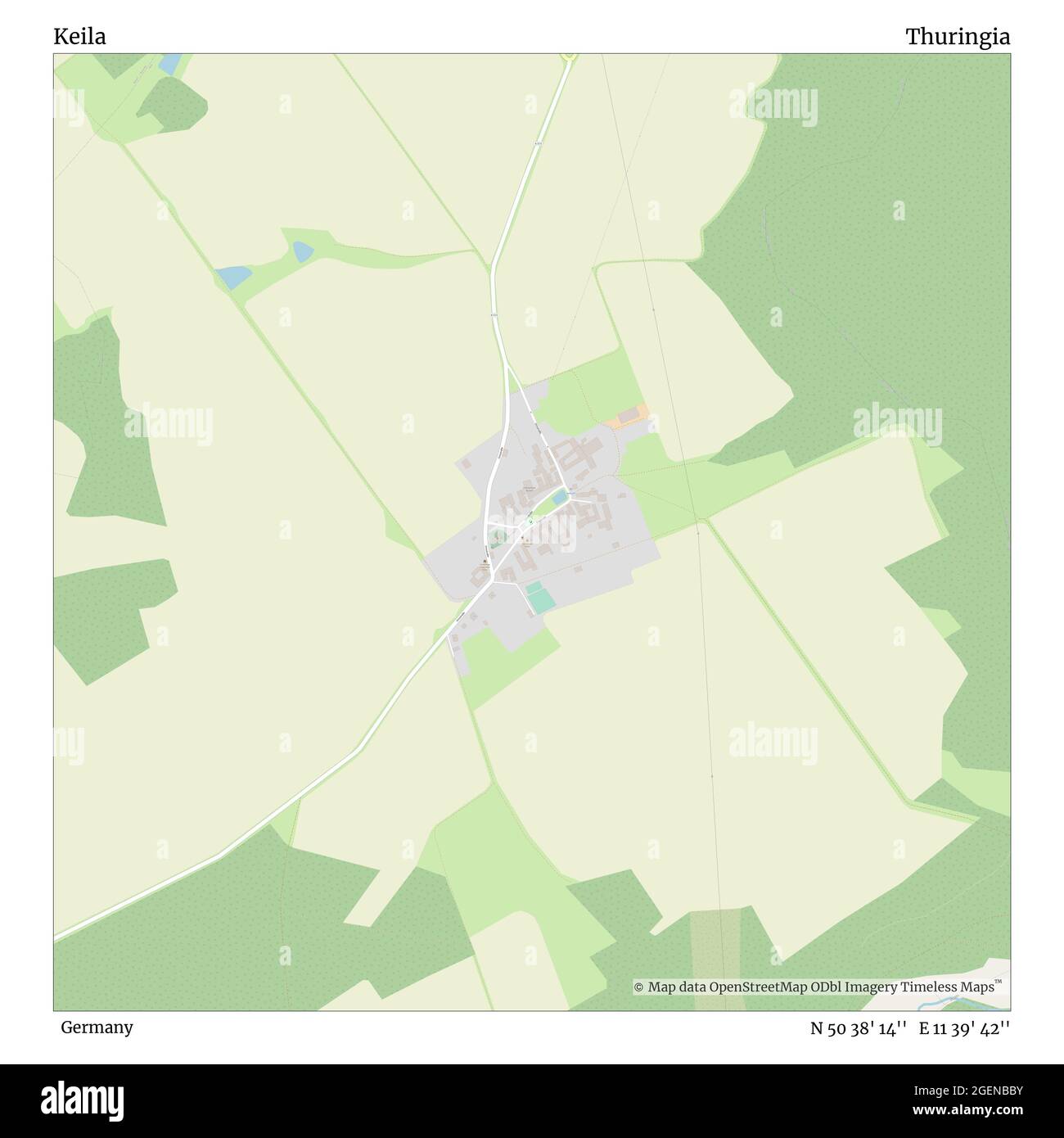 Keila, Deutschland, Thüringen, N 50 38' 14'', E 11 39' 42'', Karte, Timeless Map veröffentlicht 2021. Reisende, Entdecker und Abenteurer wie Florence Nightingale, David Livingstone, Ernest Shackleton, Lewis and Clark und Sherlock Holmes haben sich bei der Planung von Reisen zu den entlegensten Ecken der Welt auf Karten verlassen.Timeless Maps kartiert die meisten Orte auf der Welt und zeigt die Verwirklichung großer Träume Stockfoto