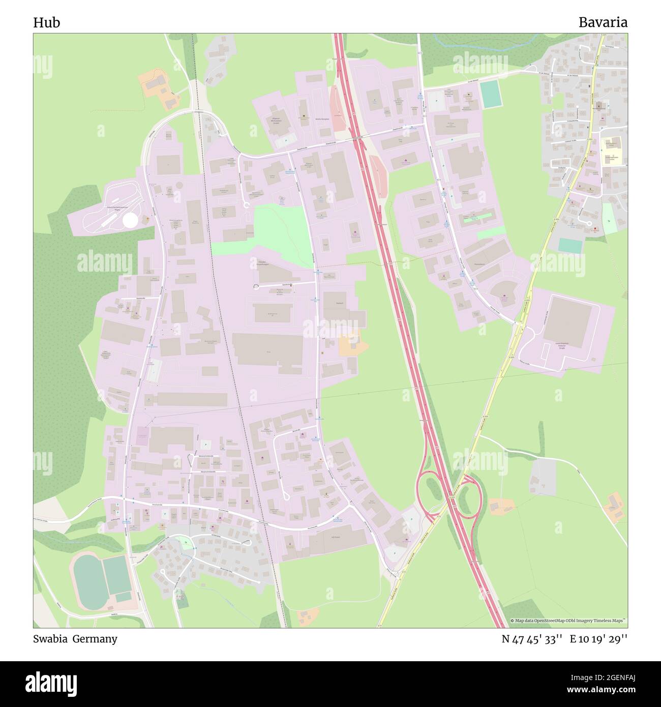 Hub, Schwaben, Deutschland, Bayern, N 47 45' 33'', E 10 19' 29'', Karte, Timeless Map veröffentlicht 2021. Reisende, Entdecker und Abenteurer wie Florence Nightingale, David Livingstone, Ernest Shackleton, Lewis and Clark und Sherlock Holmes haben sich bei der Planung von Reisen zu den entlegensten Ecken der Welt auf Karten verlassen.Timeless Maps kartiert die meisten Orte auf der Welt und zeigt die Verwirklichung großer Träume Stockfoto