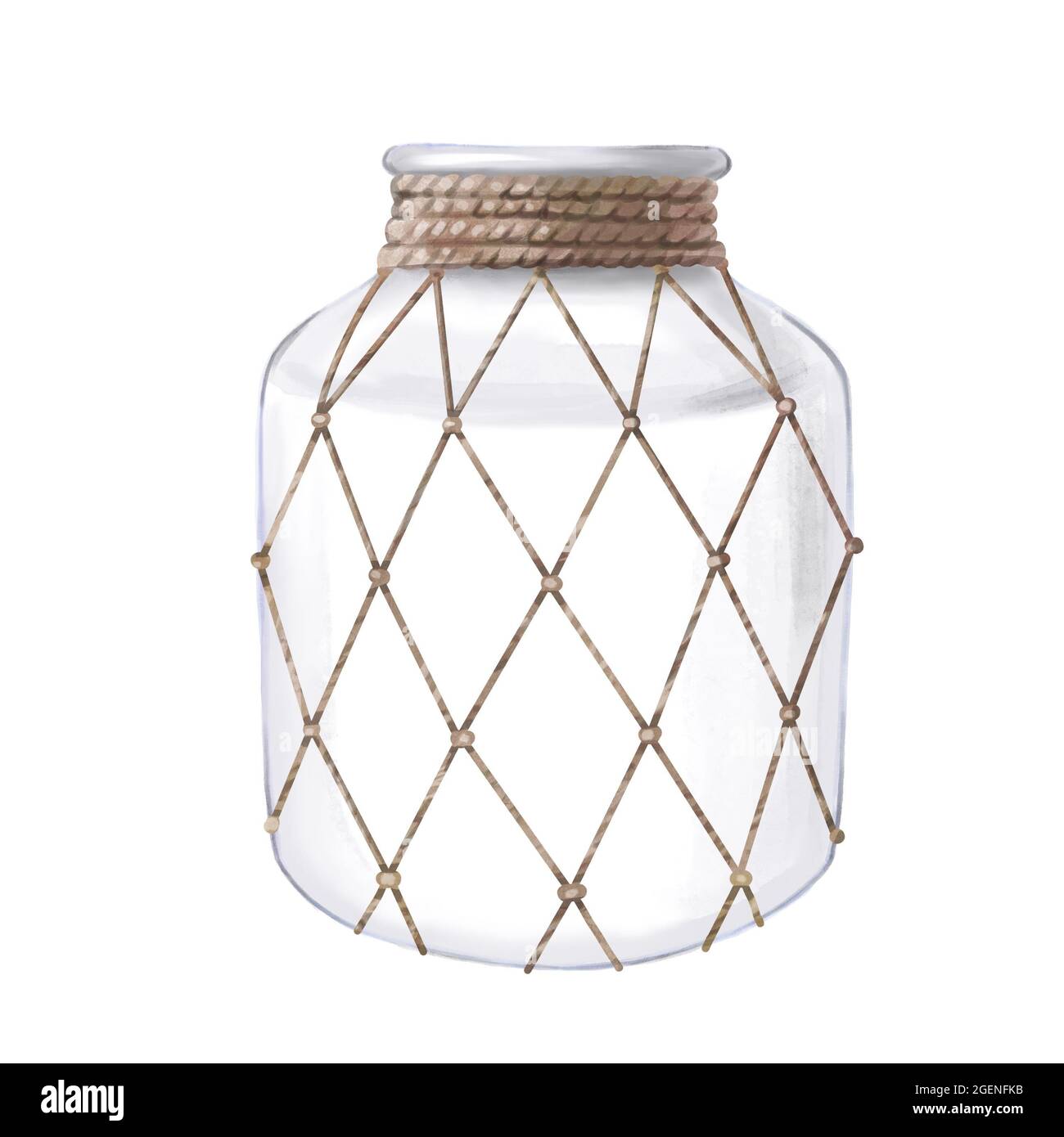 Glas Wasserfarbe handgezeichnete Cliparts isoliert auf weißem Hintergrund. Zero Waste Lifestyle, umweltfreundliche Küche. Kein Kunststoffkonzept. Handgefertigt Stockfoto