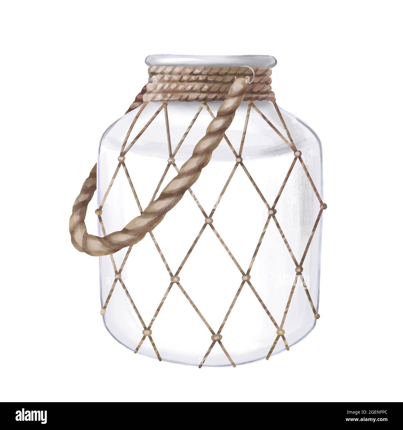 Glas Wasserfarbe handgezeichnete Cliparts isoliert auf weißem Hintergrund. Zero Waste Lifestyle, umweltfreundliche Küche. Kein Kunststoffkonzept. Handgefertigt Stockfoto