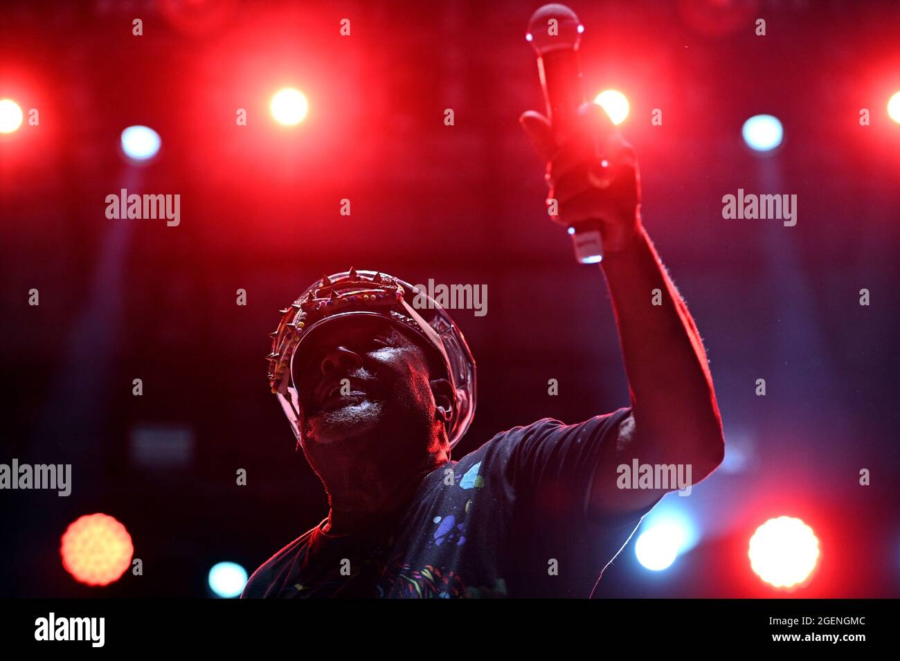 New York City, USA. August 2021. George Clinton und Parliament Funkadelic treten bei der NYC Homecoming Concert-Reihe im Forest Hills Stadium im New Yorker Stadtteil Queens, NY, am 20. August 2021 auf. (Anthony Behar/Sipa USA) Quelle: SIPA USA/Alamy Live News Stockfoto