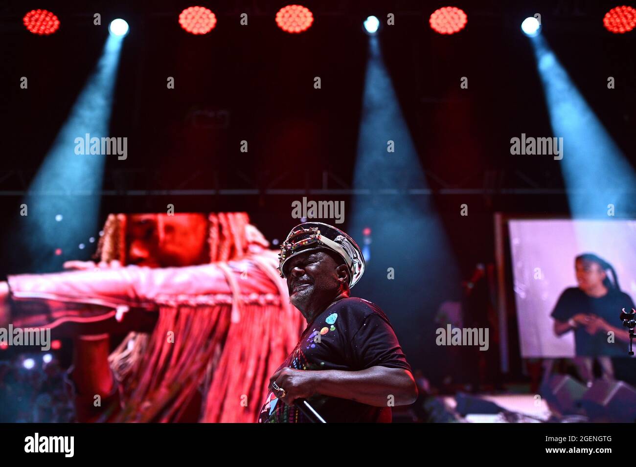 New York City, USA. August 2021. George Clinton und Parliament Funkadelic treten bei der NYC Homecoming Concert-Reihe im Forest Hills Stadium im New Yorker Stadtteil Queens, NY, am 20. August 2021 auf. (Anthony Behar/Sipa USA) Quelle: SIPA USA/Alamy Live News Stockfoto