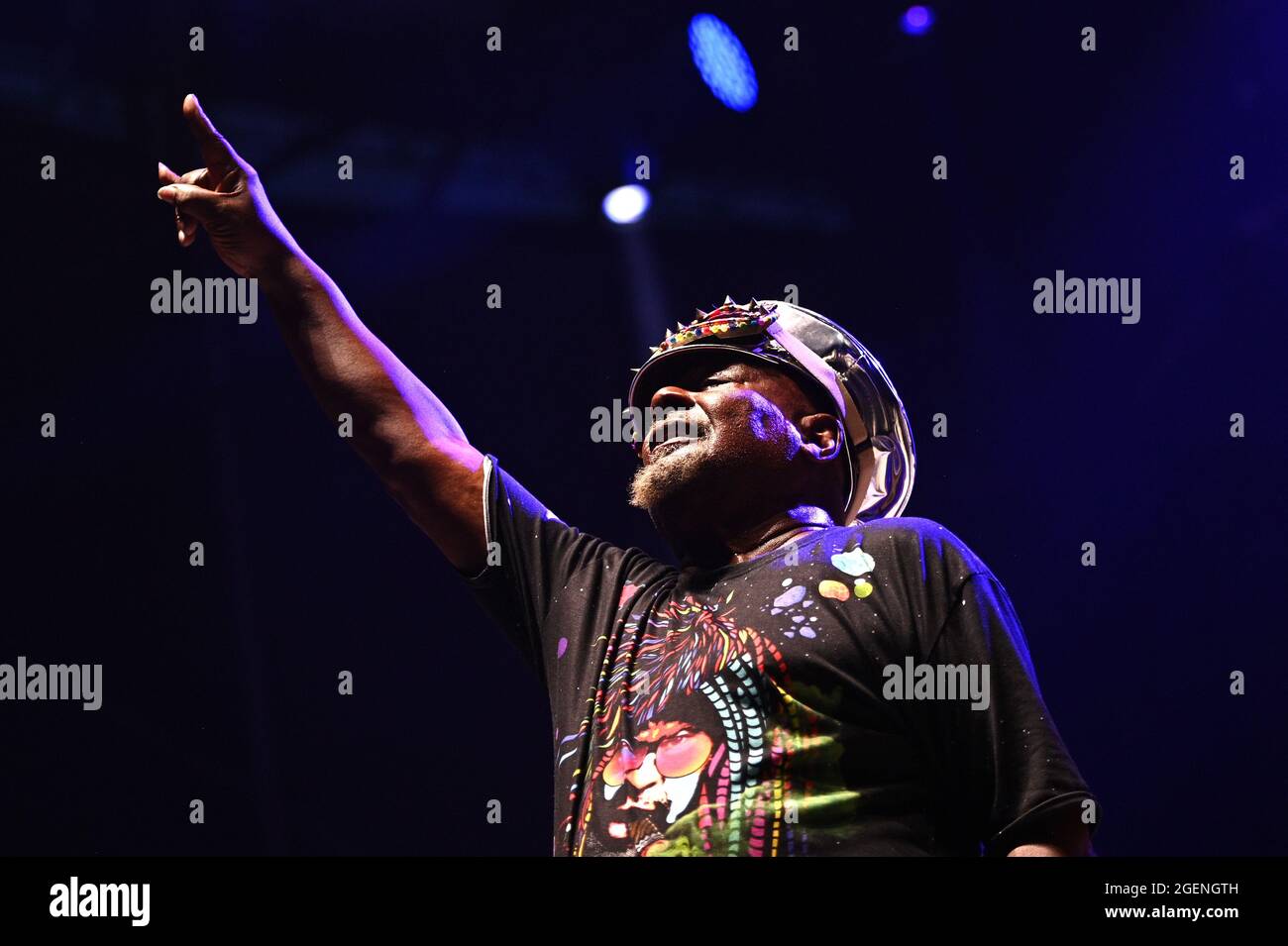 New York City, USA. August 2021. George Clinton und Parliament Funkadelic treten bei der NYC Homecoming Concert-Reihe im Forest Hills Stadium im New Yorker Stadtteil Queens, NY, am 20. August 2021 auf. (Anthony Behar/Sipa USA) Quelle: SIPA USA/Alamy Live News Stockfoto