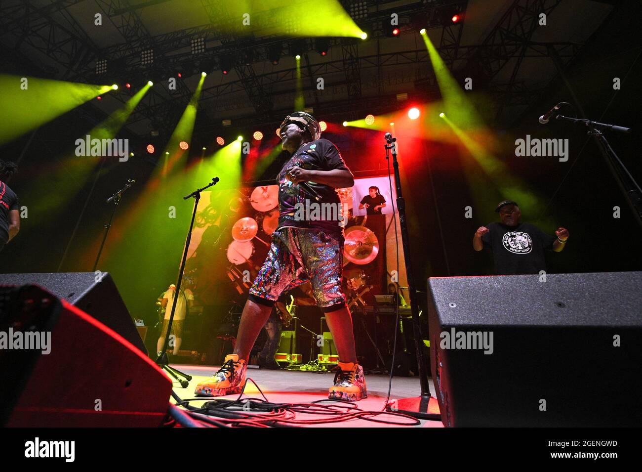 New York City, USA. August 2021. George Clinton und Parliament Funkadelic treten bei der NYC Homecoming Concert-Reihe im Forest Hills Stadium im New Yorker Stadtteil Queens, NY, am 20. August 2021 auf. (Anthony Behar/Sipa USA) Quelle: SIPA USA/Alamy Live News Stockfoto