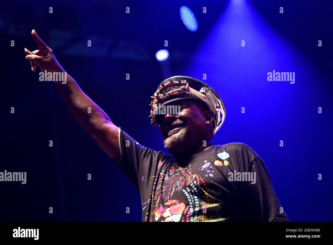 New York City, USA. August 2021. George Clinton und Parliament Funkadelic treten bei der NYC Homecoming Concert-Reihe im Forest Hills Stadium im New Yorker Stadtteil Queens, NY, am 20. August 2021 auf. (Anthony Behar/Sipa USA) Quelle: SIPA USA/Alamy Live News Stockfoto