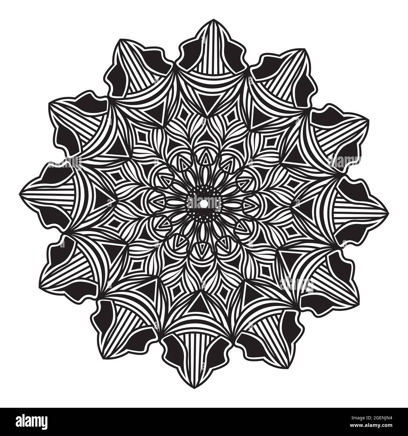 mandala schwarz und weiß florieren ornamental wiederholen Muster Design Element der islamischen Druck Vorlage Hintergrund Stock Vektor