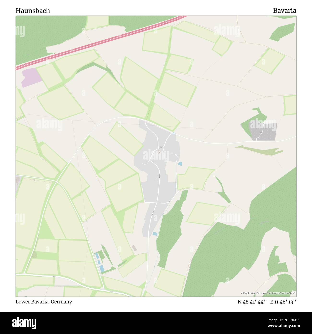 Haunsbach, Niederbayern, Deutschland, Bayern, N 48 41' 44'', E 11 46' 13'', Karte, Timeless Map veröffentlicht im Jahr 2021. Reisende, Entdecker und Abenteurer wie Florence Nightingale, David Livingstone, Ernest Shackleton, Lewis and Clark und Sherlock Holmes haben sich bei der Planung von Reisen zu den entlegensten Ecken der Welt auf Karten verlassen.Timeless Maps kartiert die meisten Orte auf der Welt und zeigt die Verwirklichung großer Träume Stockfoto