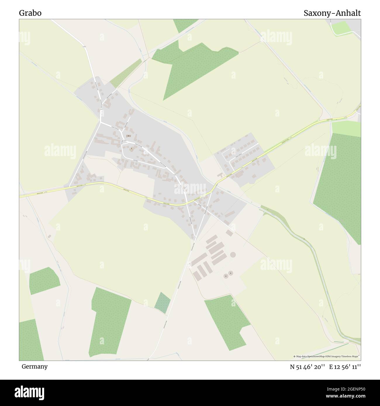 Grabo, Deutschland, Sachsen-Anhalt, N 51 46' 20'', E 12 56' 11'', Karte, Timeless Map veröffentlicht 2021. Reisende, Entdecker und Abenteurer wie Florence Nightingale, David Livingstone, Ernest Shackleton, Lewis and Clark und Sherlock Holmes haben sich bei der Planung von Reisen zu den entlegensten Ecken der Welt auf Karten verlassen.Timeless Maps kartiert die meisten Orte auf der Welt und zeigt die Verwirklichung großer Träume Stockfoto