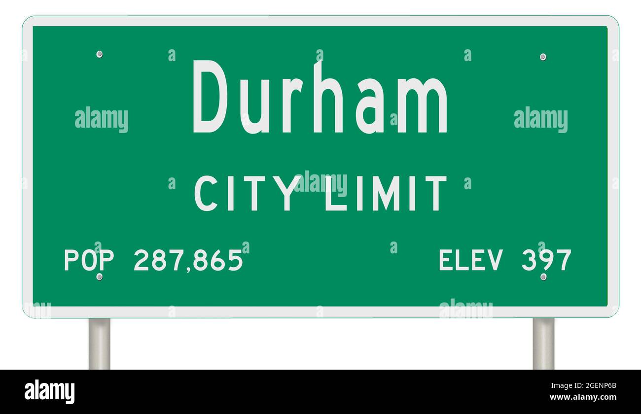 Darstellung eines grünen North Carolina Autobahnschildes mit Stadtinformationen Stockfoto
