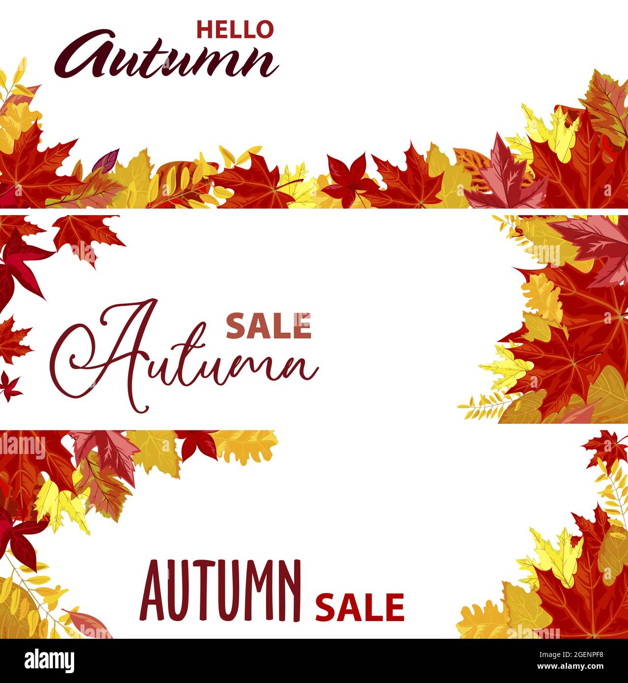 Hallo Herbst, Verkauf und Rabatte Website Banner Stock Vektor