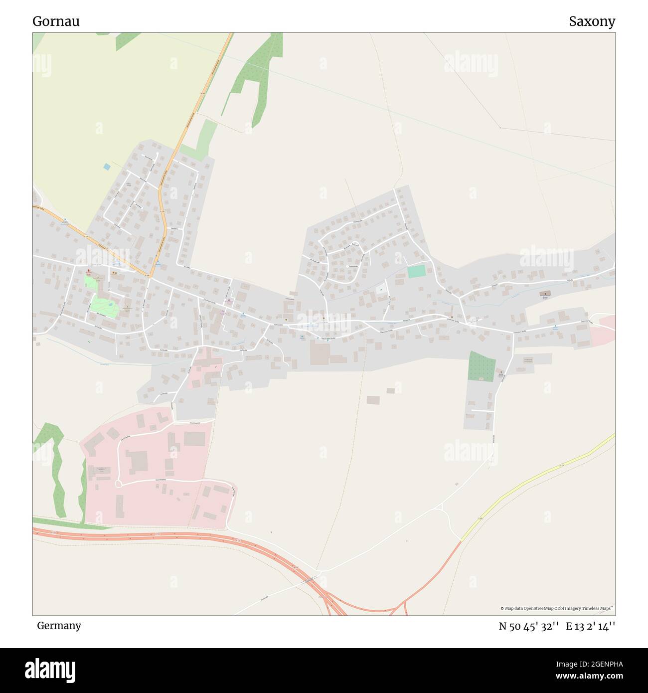 Gornaus, Deutschland, Sachsen, N 50 45' 32'', E 13 2' 14'', Karte, Timeless Map veröffentlicht 2021. Reisende, Entdecker und Abenteurer wie Florence Nightingale, David Livingstone, Ernest Shackleton, Lewis and Clark und Sherlock Holmes haben sich bei der Planung von Reisen zu den entlegensten Ecken der Welt auf Karten verlassen.Timeless Maps kartiert die meisten Orte auf der Welt und zeigt die Verwirklichung großer Träume Stockfoto