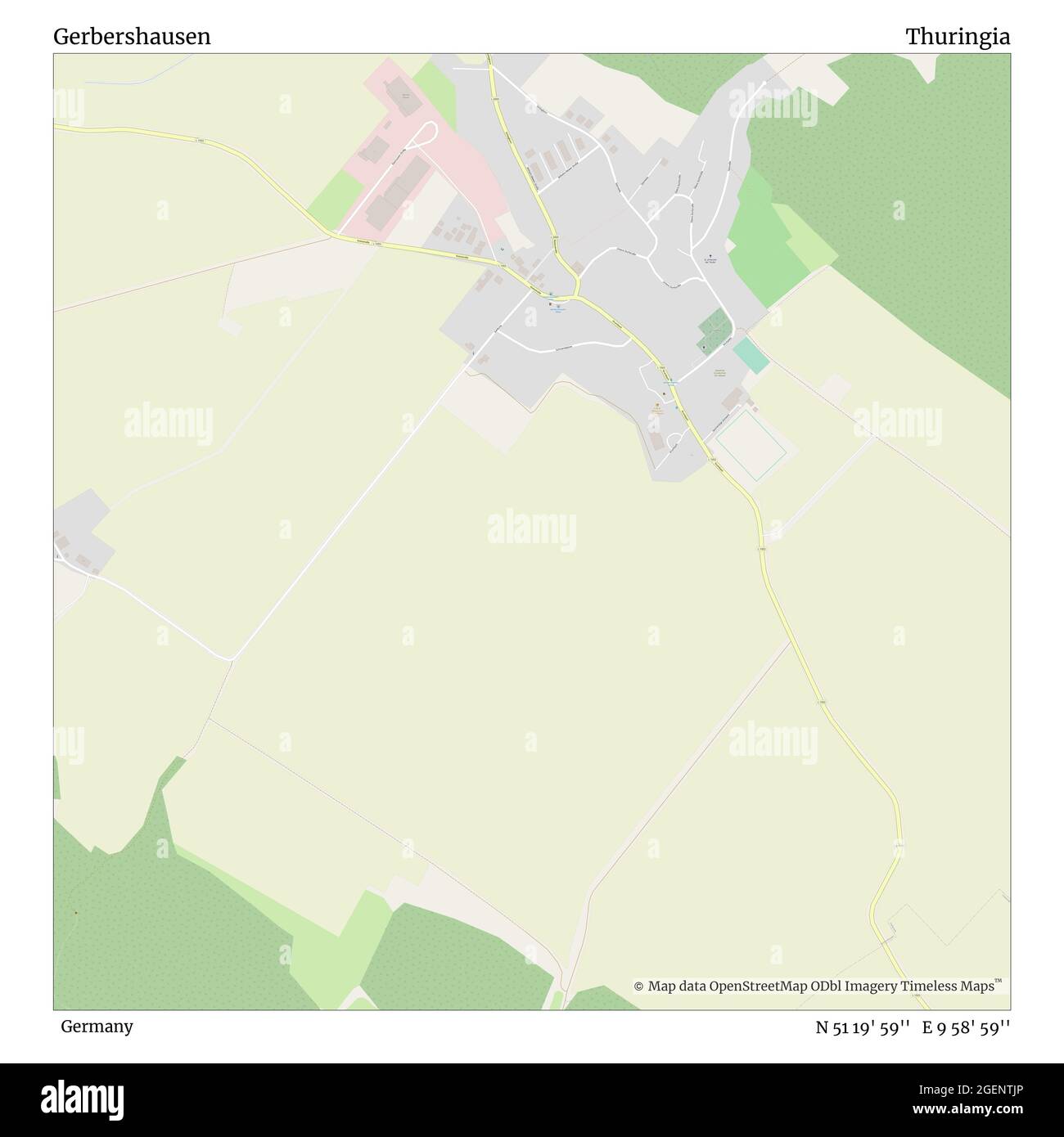 Gerbershausen, Deutschland, Thüringen, N 51 19' 59'', E 9 58' 59'', Karte, Timeless Map veröffentlicht 2021. Reisende, Entdecker und Abenteurer wie Florence Nightingale, David Livingstone, Ernest Shackleton, Lewis and Clark und Sherlock Holmes haben sich bei der Planung von Reisen zu den entlegensten Ecken der Welt auf Karten verlassen.Timeless Maps kartiert die meisten Orte auf der Welt und zeigt die Verwirklichung großer Träume Stockfoto
