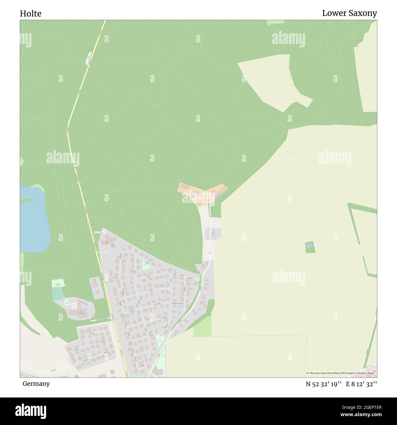 Holte, Deutschland, Niedersachsen, N 52 32' 19'', E 8 12' 32'', Karte, Timeless Map veröffentlicht 2021. Reisende, Entdecker und Abenteurer wie Florence Nightingale, David Livingstone, Ernest Shackleton, Lewis and Clark und Sherlock Holmes haben sich bei der Planung von Reisen zu den entlegensten Ecken der Welt auf Karten verlassen.Timeless Maps kartiert die meisten Orte auf der Welt und zeigt die Verwirklichung großer Träume Stockfoto