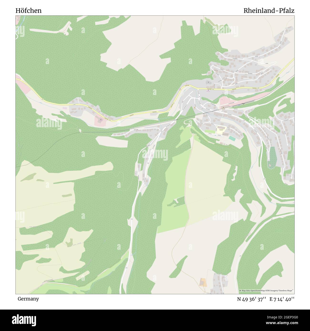 Höfchen, Deutschland, Rheinland-Pfalz, N 49 36' 37'', E 7 14' 40'', Karte, Timeless Map veröffentlicht 2021. Reisende, Entdecker und Abenteurer wie Florence Nightingale, David Livingstone, Ernest Shackleton, Lewis and Clark und Sherlock Holmes haben sich bei der Planung von Reisen zu den entlegensten Ecken der Welt auf Karten verlassen.Timeless Maps kartiert die meisten Orte auf der Welt und zeigt die Verwirklichung großer Träume Stockfoto