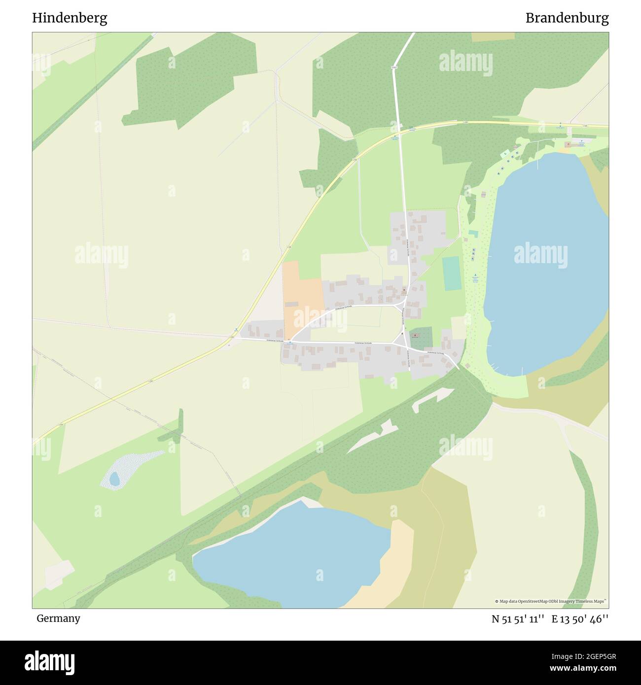 Hindenberg, Deutschland, Brandenburg, N 51 51' 11'', E 13 50' 46'', Karte, Timeless Map veröffentlicht 2021. Reisende, Entdecker und Abenteurer wie Florence Nightingale, David Livingstone, Ernest Shackleton, Lewis and Clark und Sherlock Holmes haben sich bei der Planung von Reisen zu den entlegensten Ecken der Welt auf Karten verlassen.Timeless Maps kartiert die meisten Orte auf der Welt und zeigt die Verwirklichung großer Träume Stockfoto