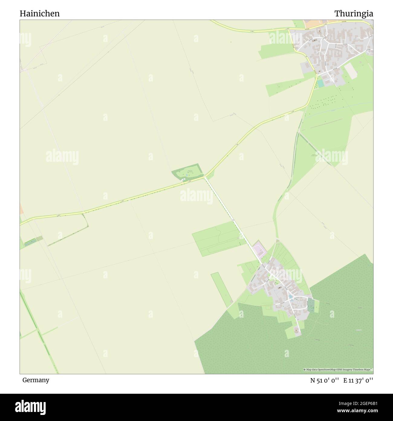 Hainichen, Deutschland, Thüringen, N 51 0' 0'', E 11 37' 0'', map, Timeless Map veröffentlicht 2021. Reisende, Entdecker und Abenteurer wie Florence Nightingale, David Livingstone, Ernest Shackleton, Lewis and Clark und Sherlock Holmes haben sich bei der Planung von Reisen zu den entlegensten Ecken der Welt auf Karten verlassen.Timeless Maps kartiert die meisten Orte auf der Welt und zeigt die Verwirklichung großer Träume Stockfoto