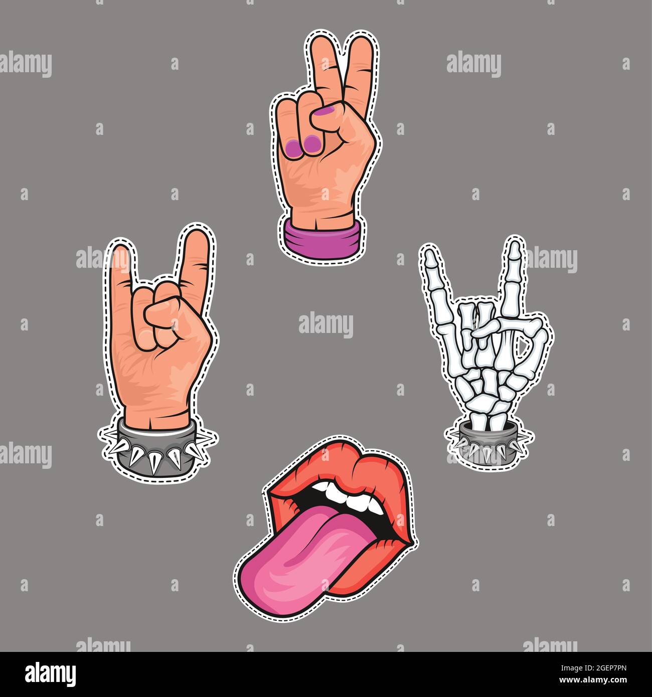 Patches Retro Set vier Symbole Stock Vektor