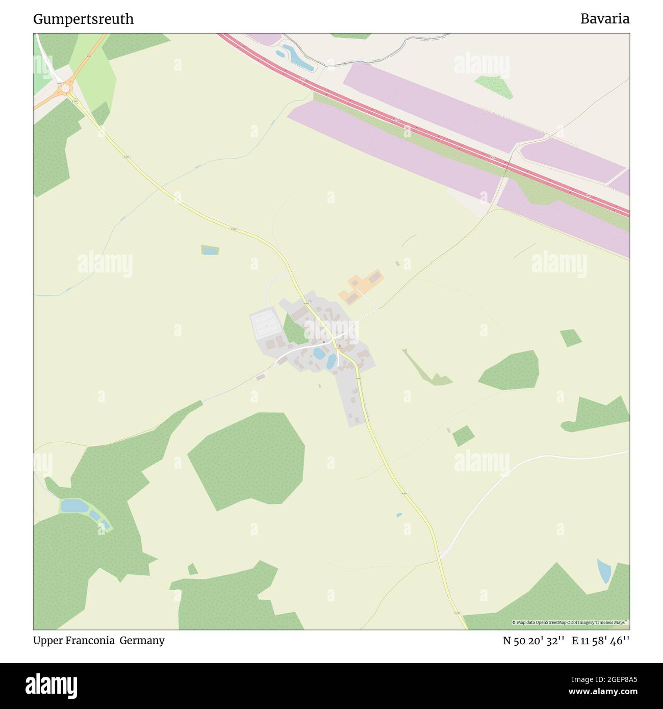 Gumpertsreuth, Oberfranken, Deutschland, Bayern, N 50 20' 32'', E 11 58' 46'', Karte, Timeless Map veröffentlicht 2021. Reisende, Entdecker und Abenteurer wie Florence Nightingale, David Livingstone, Ernest Shackleton, Lewis and Clark und Sherlock Holmes haben sich bei der Planung von Reisen zu den entlegensten Ecken der Welt auf Karten verlassen.Timeless Maps kartiert die meisten Orte auf der Welt und zeigt die Verwirklichung großer Träume Stockfoto